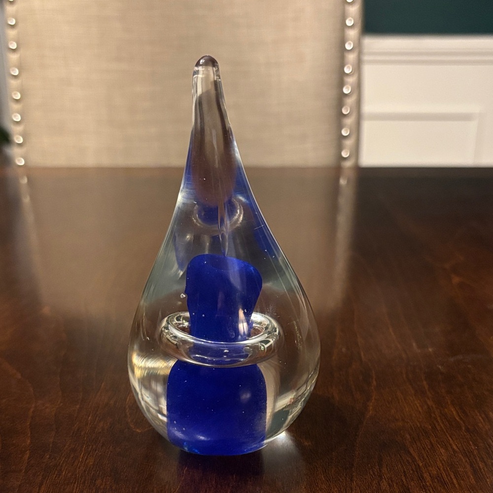 Adam Jablonski Teardrop Art Glass Paperweight